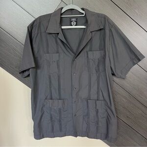 Alberto Cardinali XXL Men's Charcoal Short Sleeve Button Down Grunge Cali